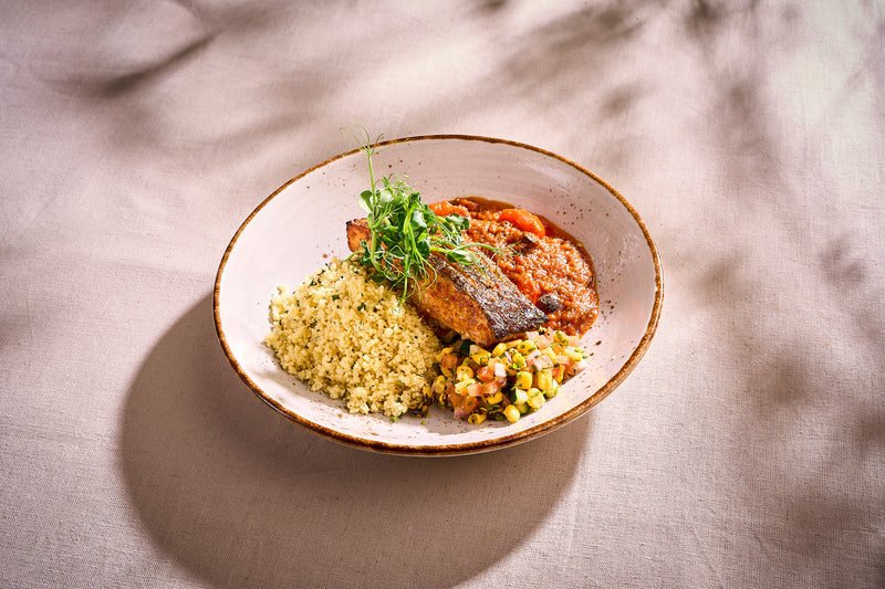 Harisa Roasted Salmon + Couscous