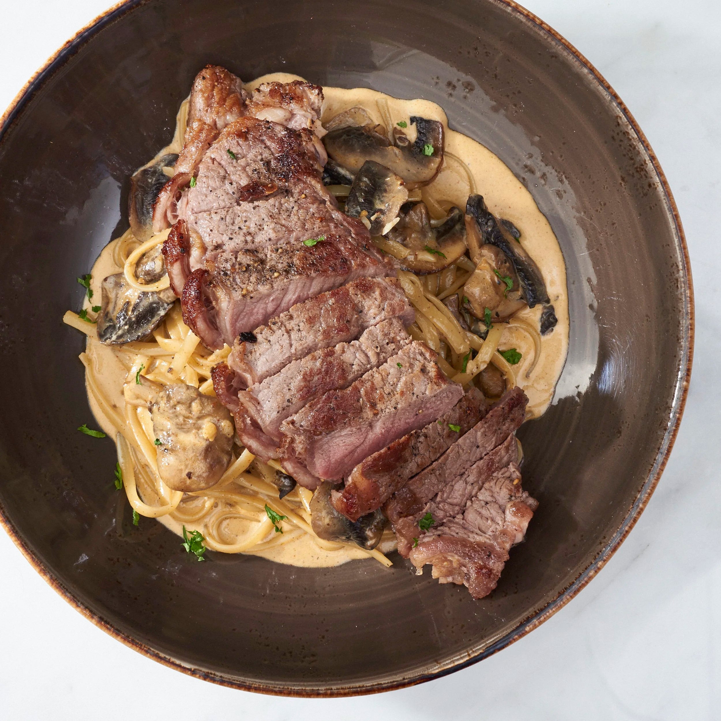 Mushroom Stroganoff with Steak