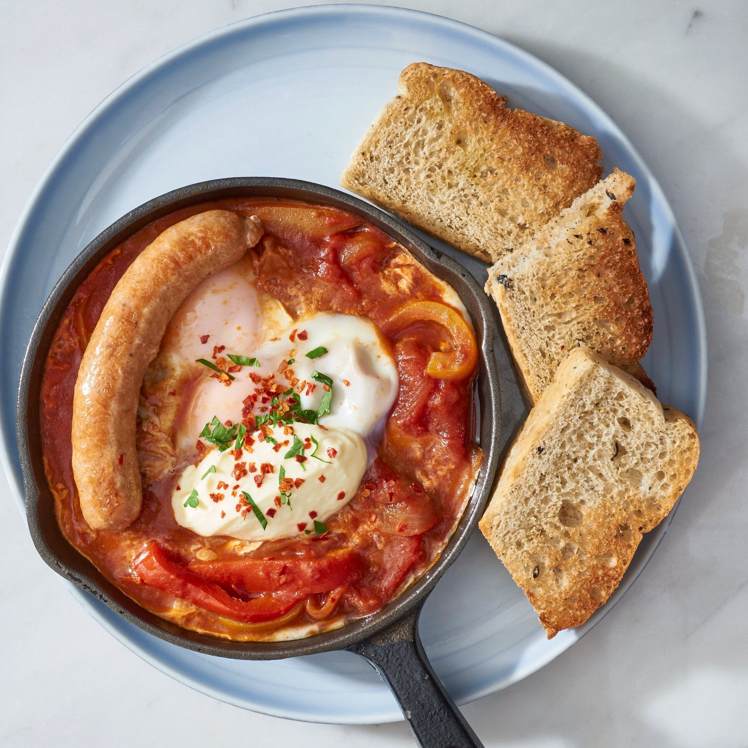 Shakshouka with add-on Chicken Fennel Sausage