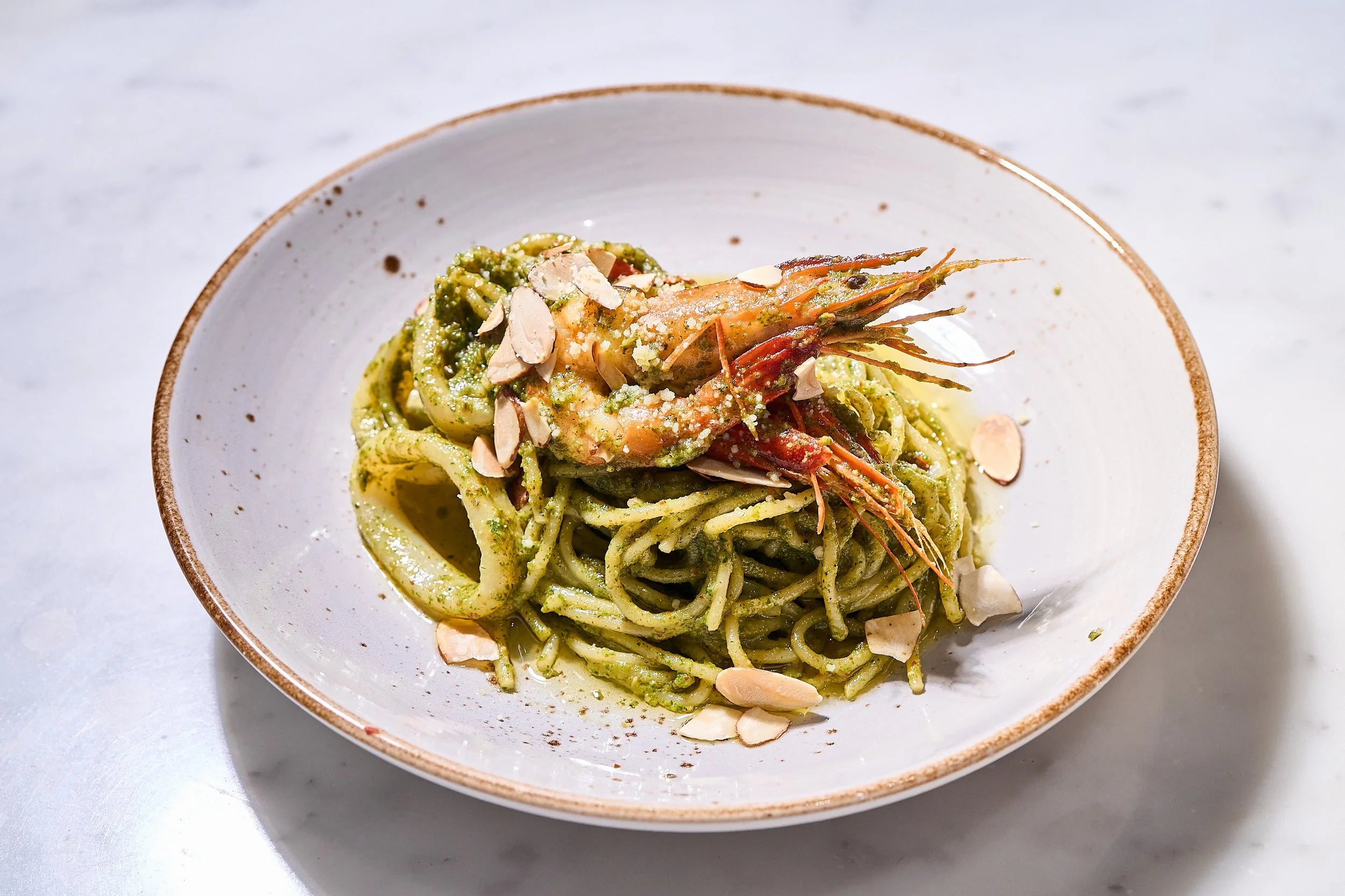 Coriander Pesto Seafood Pasta