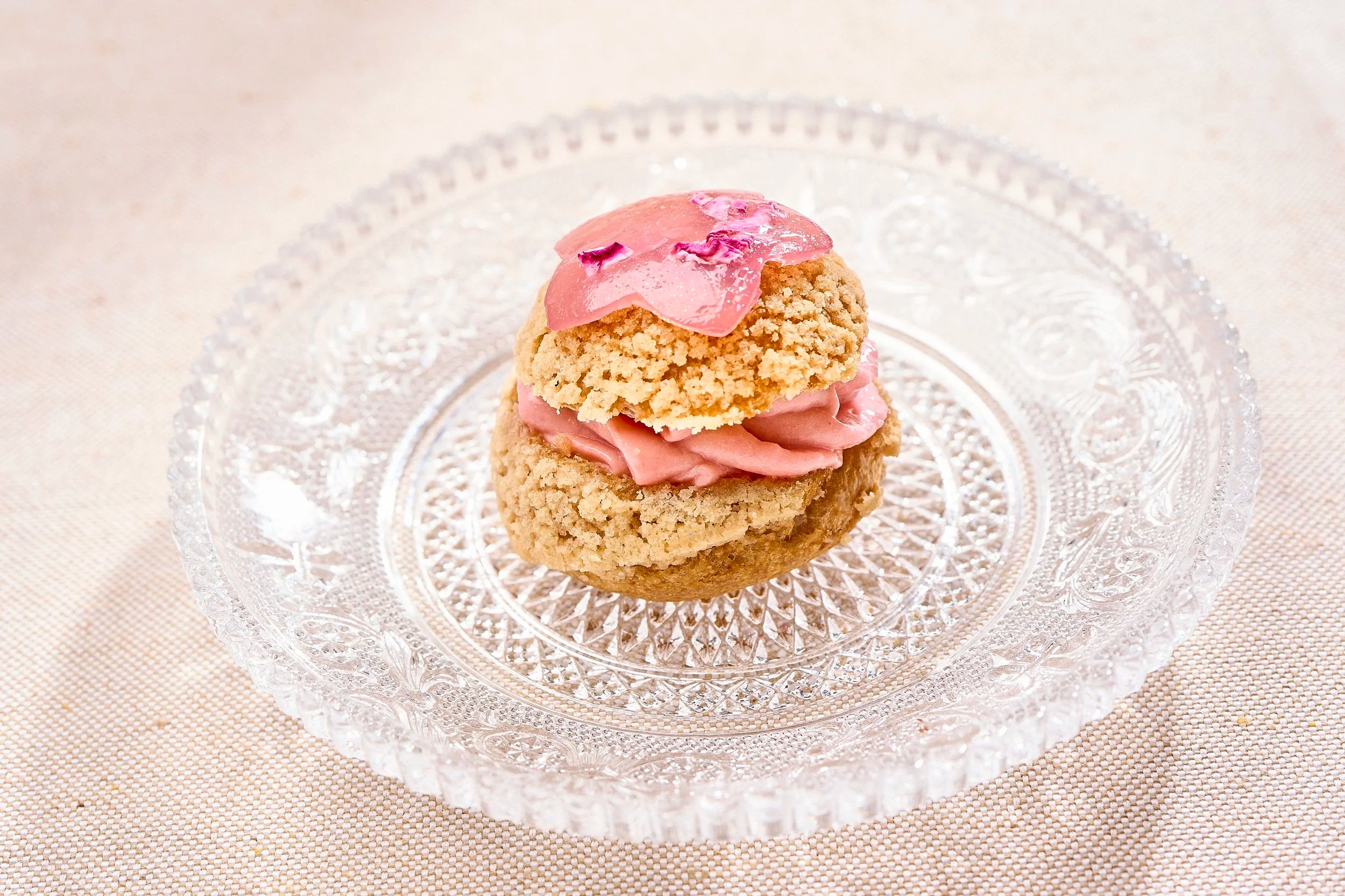 Lychee Rose Choux Puff with Raspberry Cream