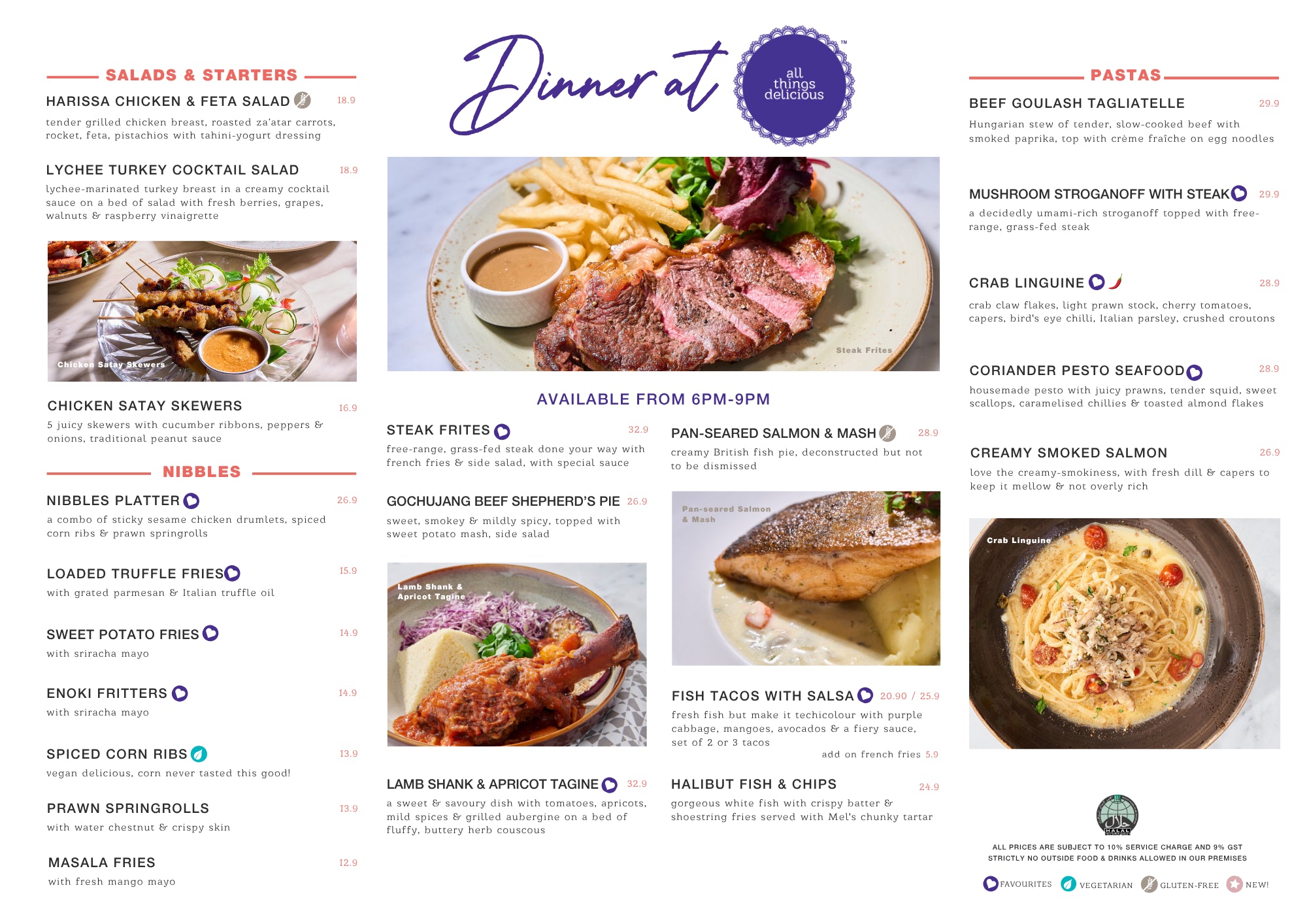 All Things Delicious Dinner Menu