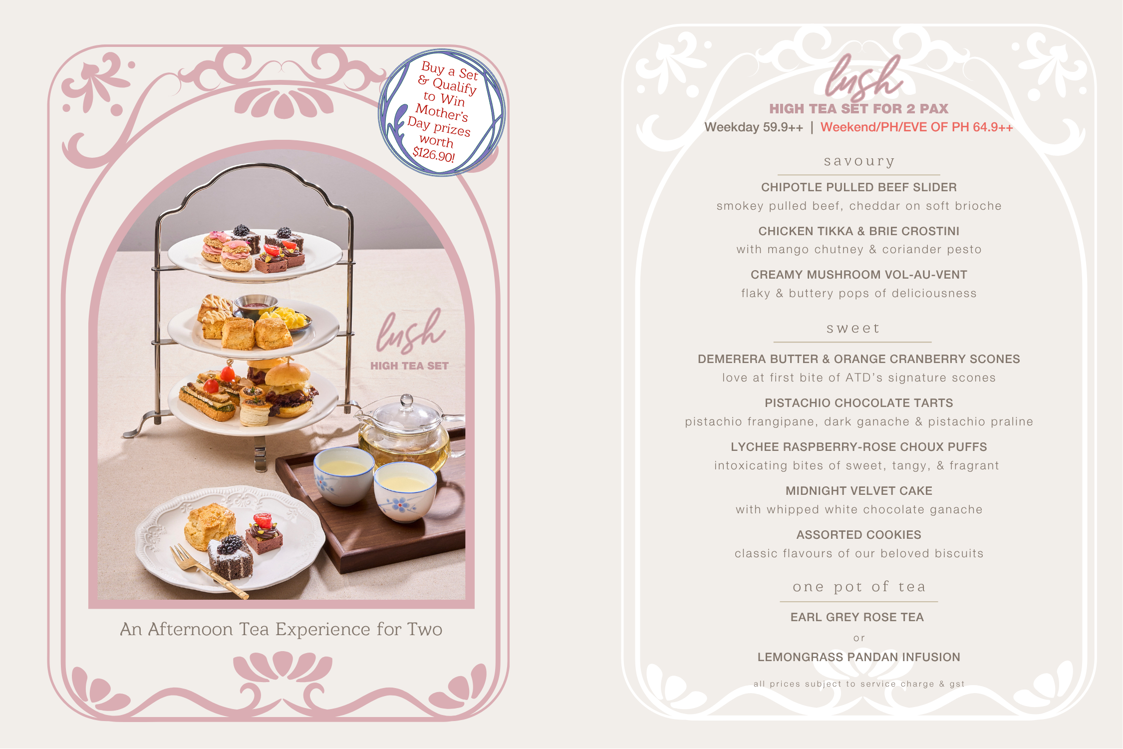 All Things Delicious Lush High Tea Menu