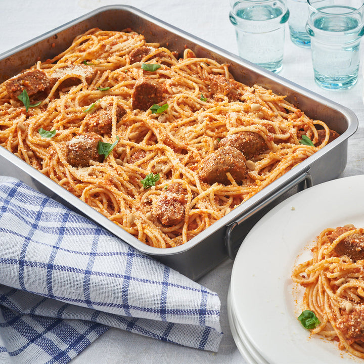 Spicy Lamb Meatballs Pasta Tray