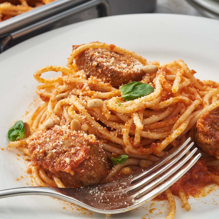 Spicy Lamb Meatballs Pasta Tray