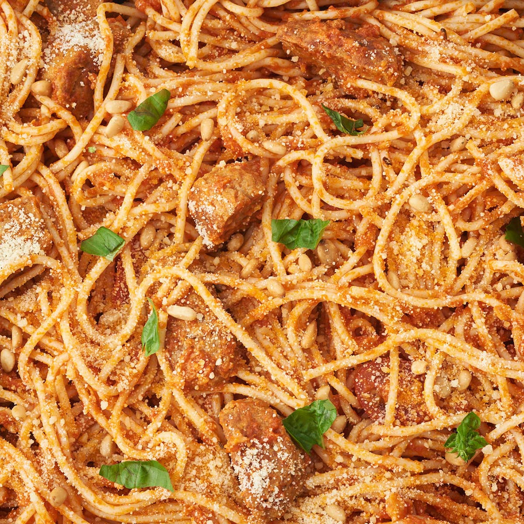 Spicy Lamb Meatballs Pasta Tray