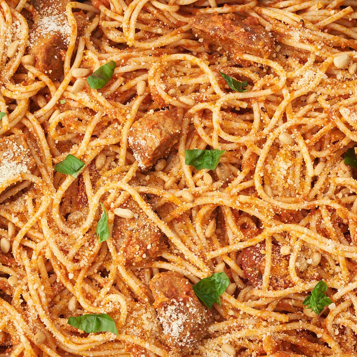 Spicy Lamb Meatballs Pasta Tray